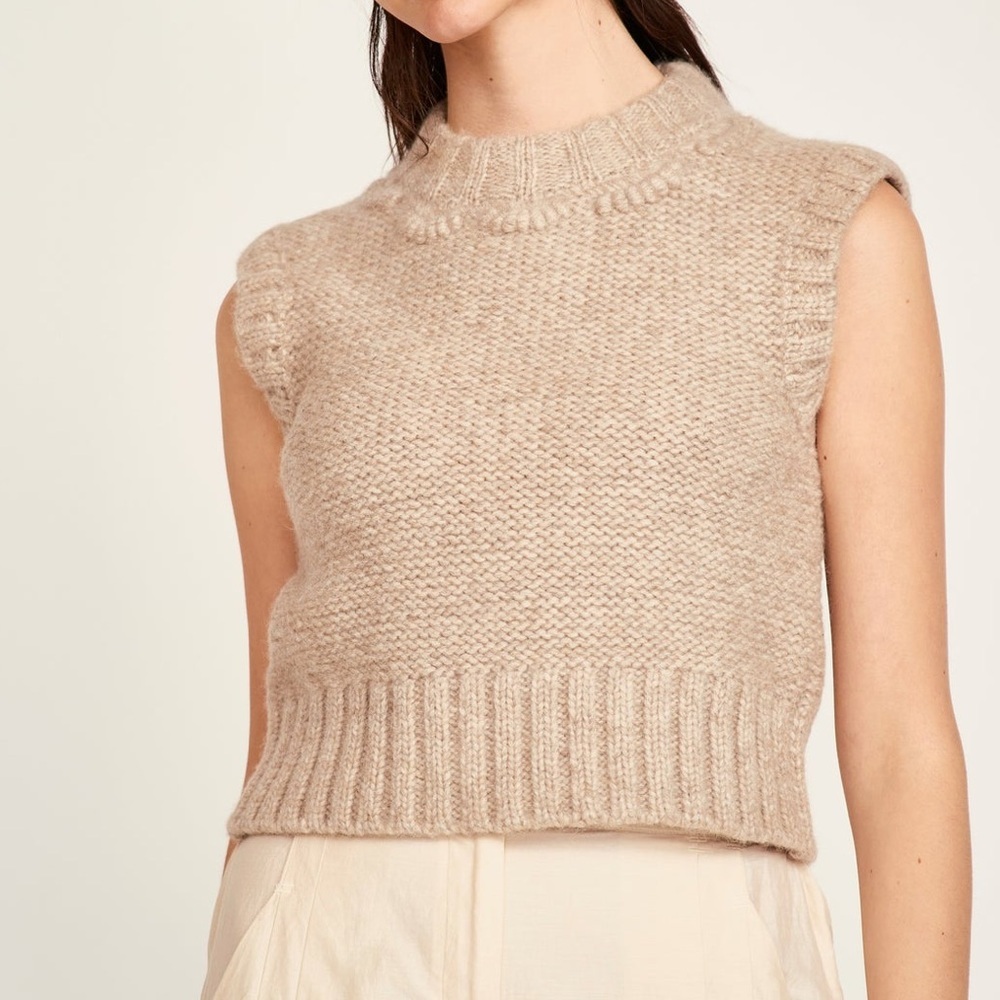 NWOT Mirth baby alpaca wool shell vest in graham cracker szL minimalist feminine